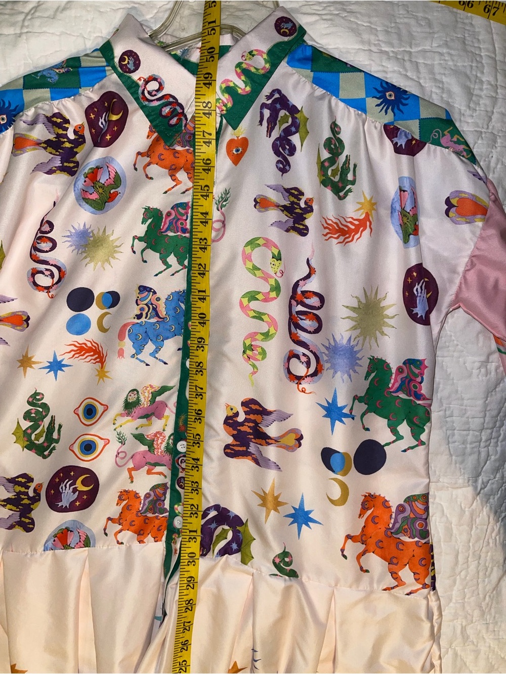 Multicolor Fantasy Print Long Sleeve Dress - Large - Picture 14 of 16